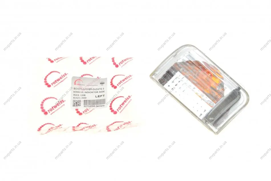 Повторювач повороту на дзеркало Fiat Ducato/Peugeot Boxer 06- (L) (білий) (71748252/6325.H0) ROTWEISS RWS1208 (фото 1)