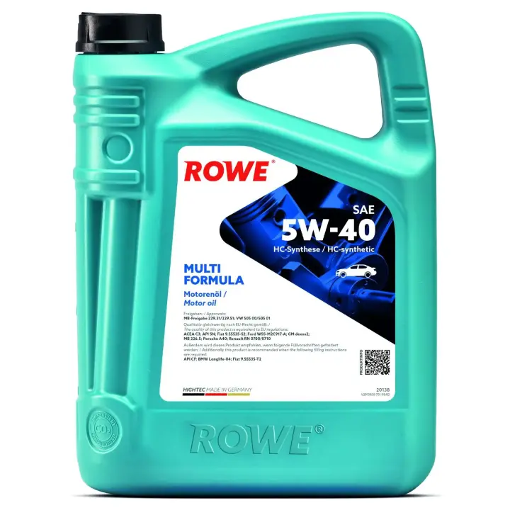 Олива 5W40 HIGHTEC MULTI FORMULA (4L) (MB 229.31/229.51/226.5/VW 505 00/505 01/BMW LL-04) ROWE 20138-0040-99 (фото 1)