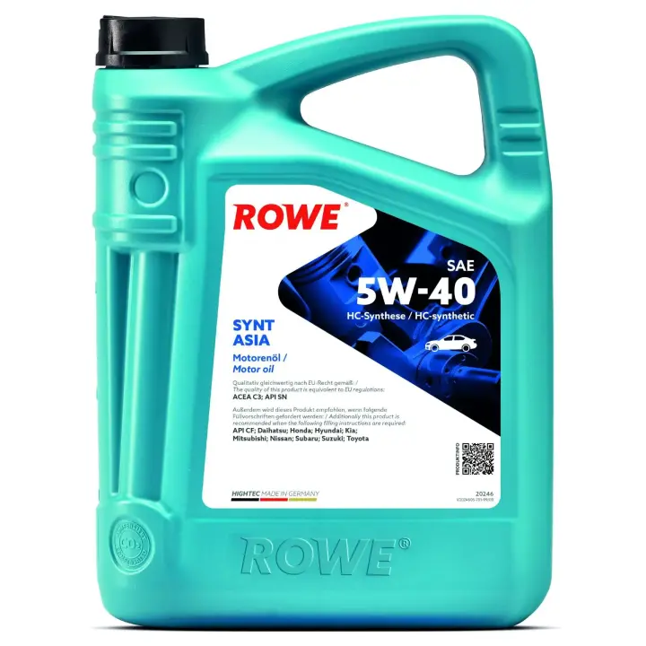 Олива 5W40 HIGHTEC SYNT ASIA (5L) (ACEA C3) (API SN/CF) ROWE 20246-0050-99 (фото 1)