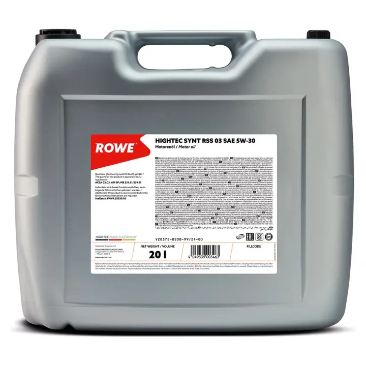 Олива 5W30 HIGHTEC SYNT RSS 03 (20L) (MB 229.31/229.51) (ACEA C2/C3/API SP) ROWE 20372-0200-99 (фото 1)