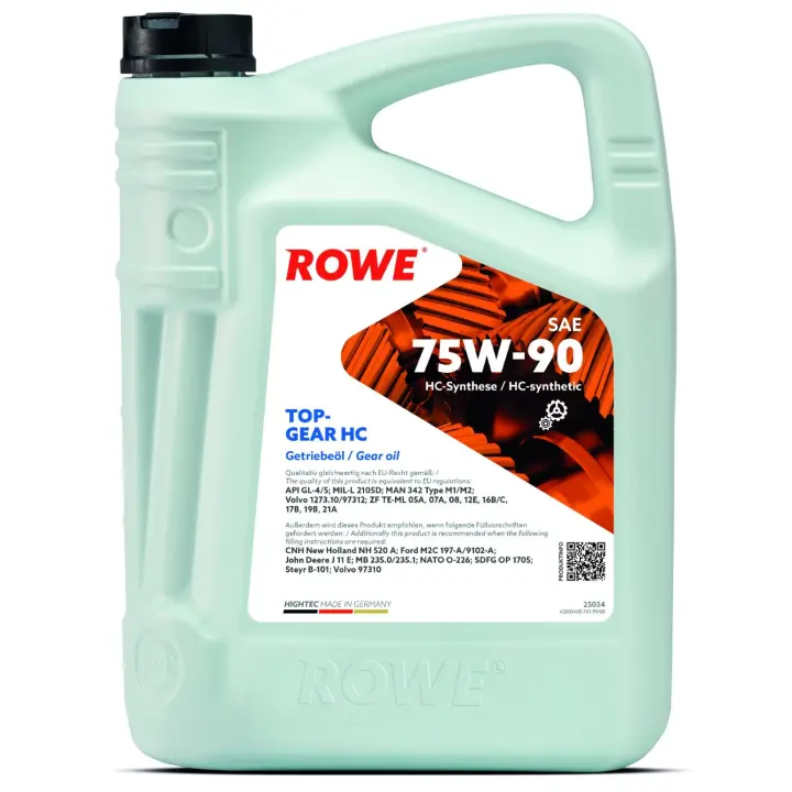 Олива 75W90 HIGHTEC TOPGEAR HC (5L) (MIL-L 2105D) (API GL-4/GL-5) ROWE 25034-0050-99 (фото 1)