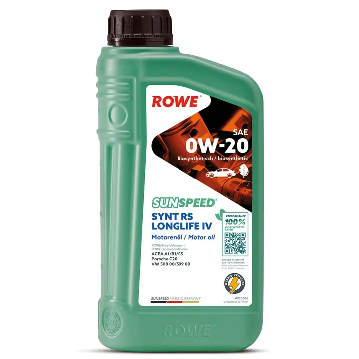 Олива 0W20 SUNSPEED SYNTH RS LONGLIFE IV (1L) (Porsche C20/VW 508 00/509 00) (ACEA A1/B1/C5) ROWE 4920036-0010-99 (фото 1)