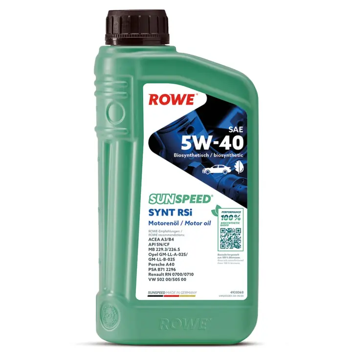 Олива 5W40 SUNSPEED SYNT RSi (1L) (MB 229.3/226.5/Porsche A40/VW 502 00/505 00/RN 0700/0710) ROWE 4920068-0010-99 (фото 1)