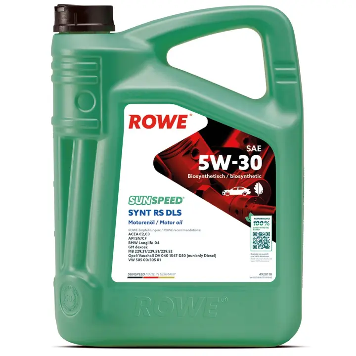 Олива 5W30 SUNSPEED SYNT RS DLS (5L) (MB 229.31/229.51/MB 229.52/BMW LL-04) (ACEA C2,C3/API SN/CF) ROWE 4920118-0050-99 (фото 1)