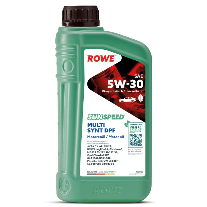 Олива 5W30 SUNSPEED MULTI SYNT DPF (1L) (BMW LL-04/MB229.51/229.31/229.52/VW504 00/507 00/GM dexos2) ROWE 4920125-0010-99 (фото 1)