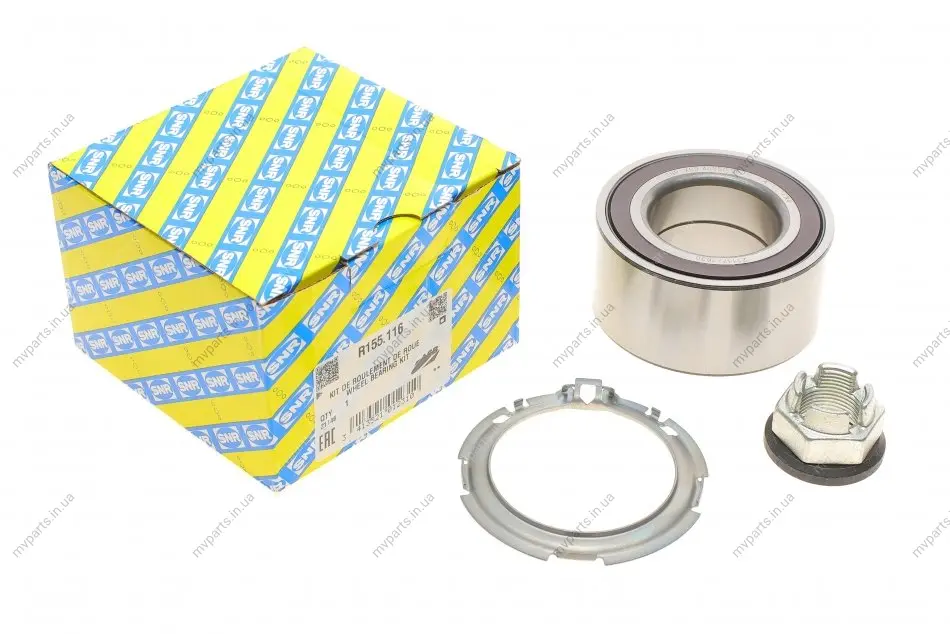 Підшипник маточини (передньої) Renault Laguna 01-15/Clio 3.0 V6 00-05 (45x83x39) (+ABS) SNR R155.116 SNR NTN R155-116 (фото 1)