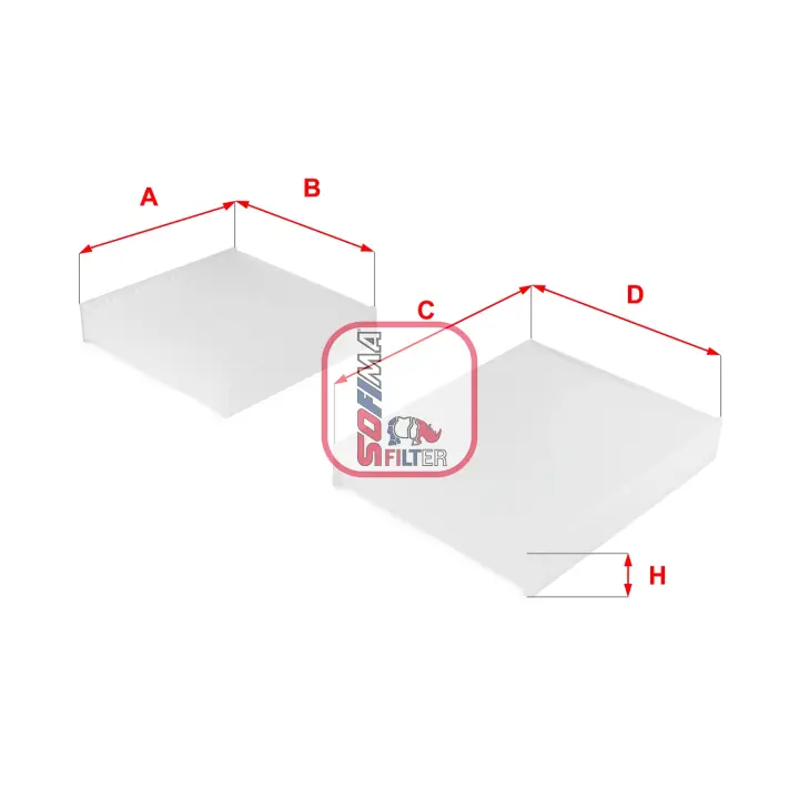 Фільтр салону Citroen C3 09-/C4 Cactus/Peugeot 2008 13-/207 06-15/208 12- (к-кт 2шт.) S 3143 C SOFIMA S-3143-C (фото 1)