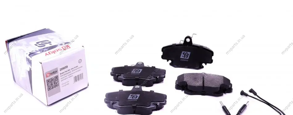 Колодки гальмівні (передні) Dacia Logan 04-/Renault Symbol/Clio/Megane/Peugeot 309 (з датчиком) SOLGY Solgy 209059 (фото 1)