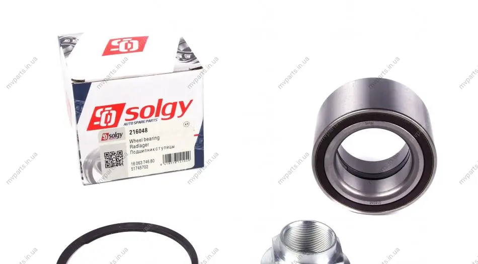 Підшипник маточини (передньої) Fiat Ducato 06- (10-14) (к-кт) SOLGY Solgy 216048 (фото 1)