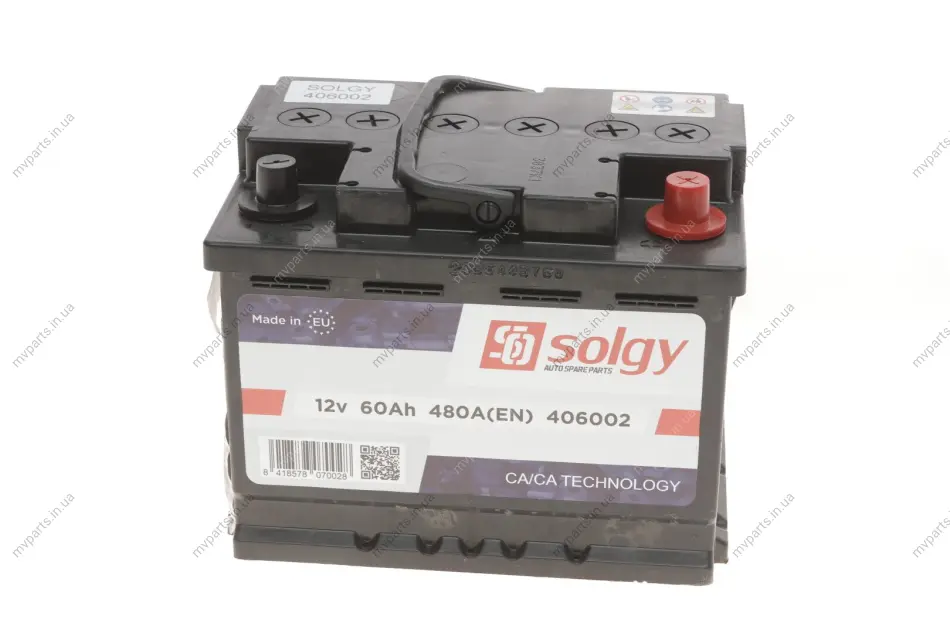 Акумуляторна батарея 60Ah/480A (242x175x190/+R) SOLGY Solgy 406002 (фото 1)