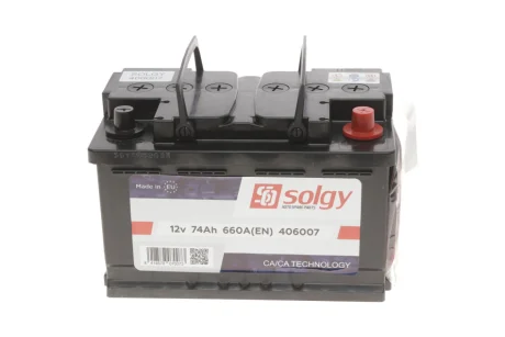 Акумуляторна батарея 74Ah/660A (278x175x175/+R) SOLGY Solgy 406007