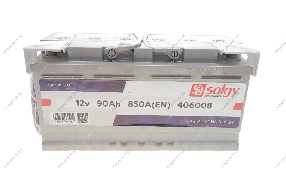 Акумуляторна батарея 90Ah/850A (353x175x175/+R) SOLGY Solgy 406008 (фото 1)