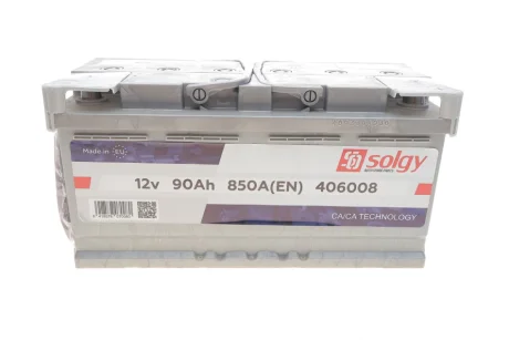 Акумуляторна батарея 90Ah/850A (353x175x175/+R) SOLGY Solgy 406008
