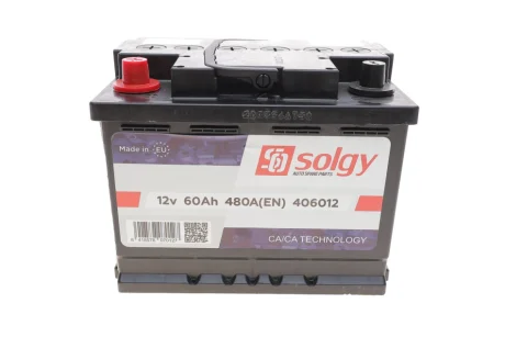 Акумуляторна батарея 60Ah/480A (242x175x190/+L) SOLGY Solgy 406012