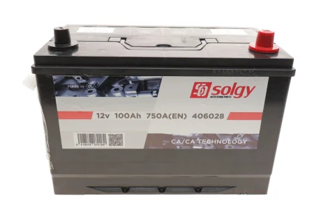 Акумуляторна батарея 100Ah/750A (303x175x227/+R/B01) (Азія) SOLGY Solgy 406028
