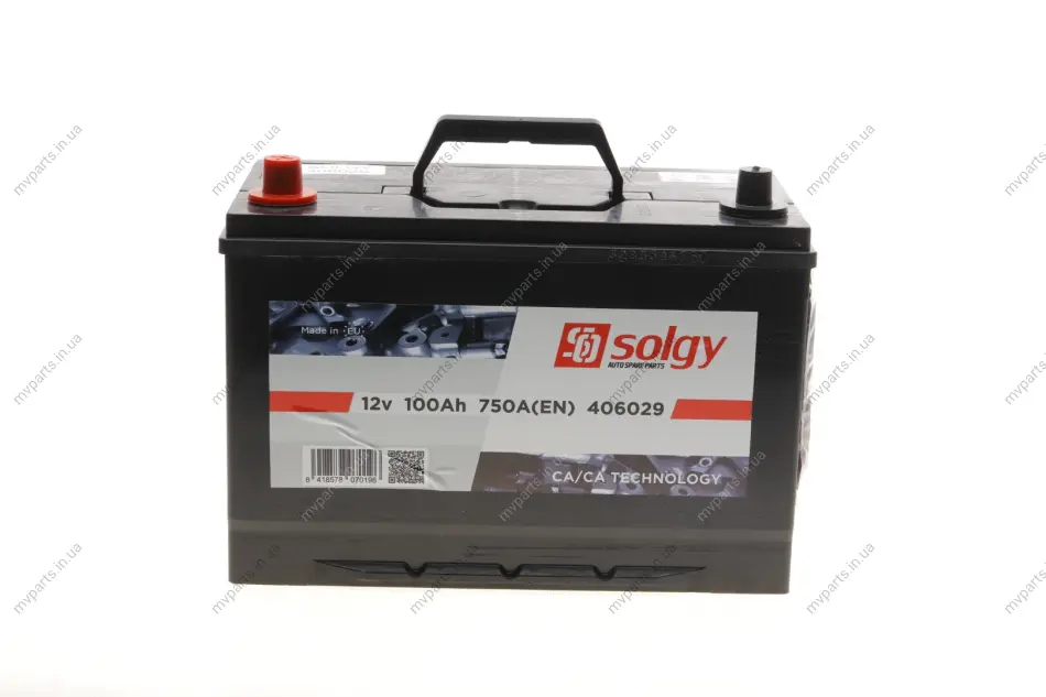 Акумуляторна батарея 100Ah/750A (303x175x227/+L/B01) (Азія) SOLGY Solgy 406029 (фото 1)