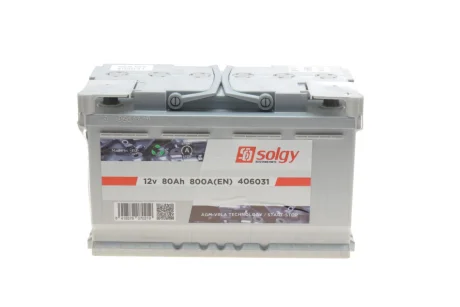 Акумуляторна батарея 80Ah/800A (315x175x190/+R/B13) (Start-Stop AGM) SOLGY Solgy 406031