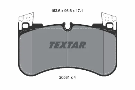 Колодки гальмівні (передні) Land Rover Defender 19-/Discovery 16-/Range Rover 12- 4x4 (Brembo) Q+ TEXTAR 2058101