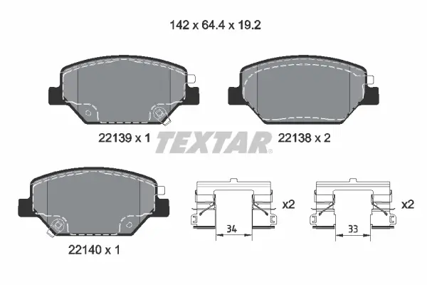 Колодки гальмівні (передні) Opel Insignia 1.5-2.0 CDTi 17- (Ate) TEXTAR 2213901 (фото 1)