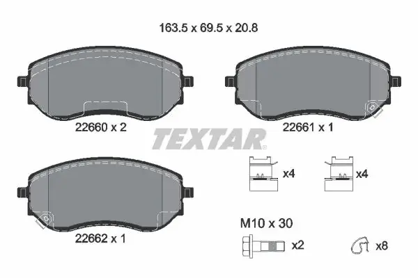Колодки гальмівні (передні) MB X-class (470) /Nissan Navara/NP300 17- (TRW) Q+ (з датчиком) TEXTAR 2266001 (фото 1)