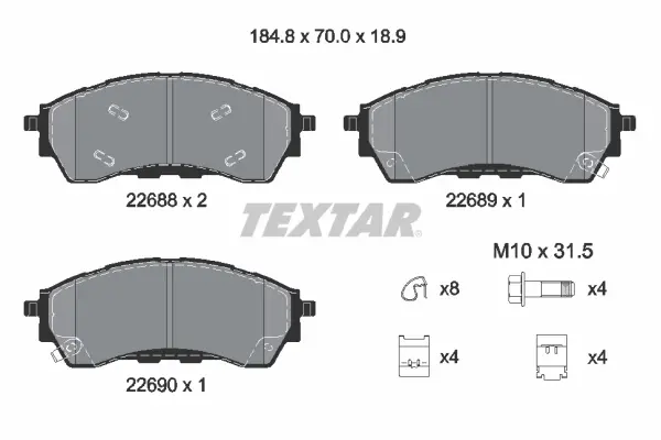 Колодки гальмівні (передні) Ford Ranger 11-/ Ranger IV 22- Q+ TEXTAR 2268801 (фото 1)