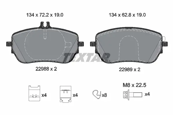 Колодки гальмівні (передні) MB A-class (W177)/B-class (W247) 18- (CBI) TEXTAR 2298801 (фото 1)