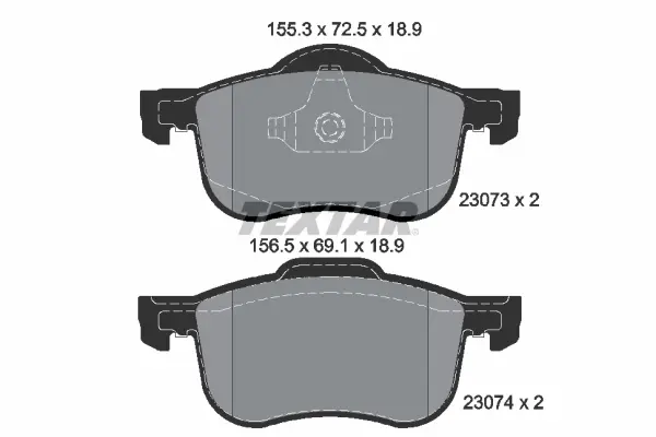 Колодки гальмівні (передні) Volvo S60/S80 2.0/2.4 D/T 98-10 (Teves) Q+ TEXTAR 2307303 (фото 1)
