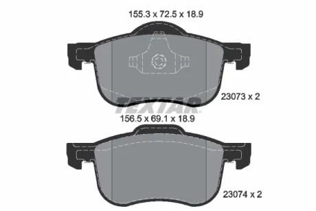 Колодки гальмівні (передні) Volvo S60/S80 2.0/2.4 D/T 98-10 (Teves) Q+ TEXTAR 2307303