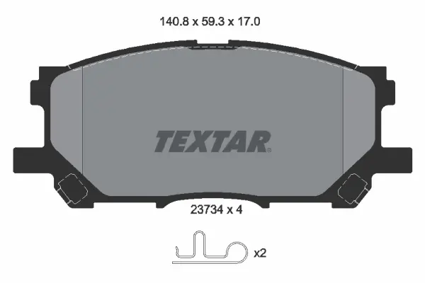 Колодки гальмівні (передні) Lexus RX 03- (Akebono) (140.8x59.3) TEXTAR 2373401 (фото 1)