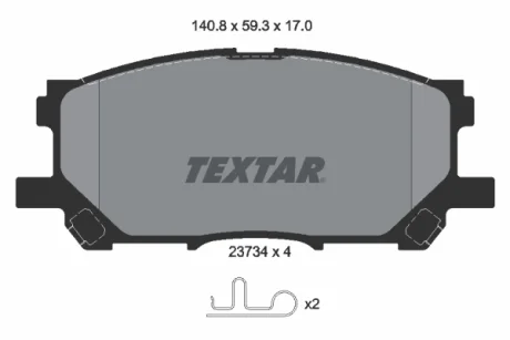 Колодки гальмівні (передні) Lexus RX 03- (Akebono) (140.8x59.3) TEXTAR 2373401
