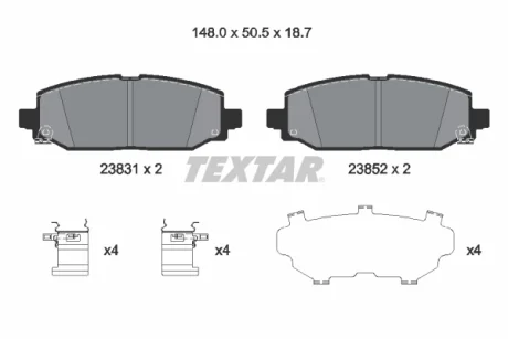 Колодки гальмівні (задні) Jeep Wrangler 17- (TRW) TEXTAR 2383101
