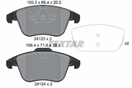 Колодки гальмівні (передні) Land Rover Range Rover Evoque 11- (Teves) Q+ TEXTAR 2412305