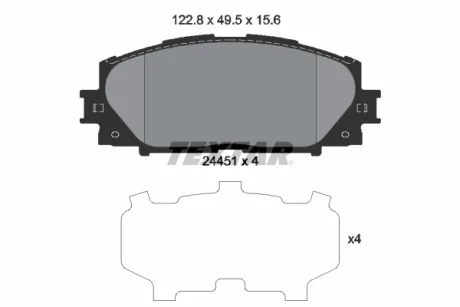 Колодки гальмівні (передні) Toyota Prius 08- (Akebono) TEXTAR 2445101