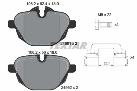 Колодки гальмівні (задні) BMW 5 (F10-11/G30-31)/X3 (F25/G01) /X5 (G05) 10- (TRW) TEXTAR 2456101