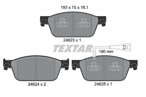 Колодки гальмівні (передні) VW T5 03-/T6 15- (Ate - Teves) Q+/(з датчиком) TEXTAR 2462301 (фото 1)