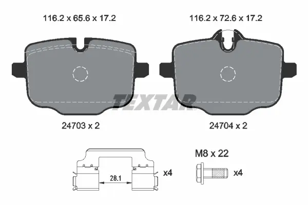 Колодки гальмівні (задні) BMW 5 (F10/F11)/6 (F12/F13)/ 7 (G11/G12)/ X5 (G05)/ X6 (G06)/ X7 (G07)10- TEXTAR 2470303 (фото 1)