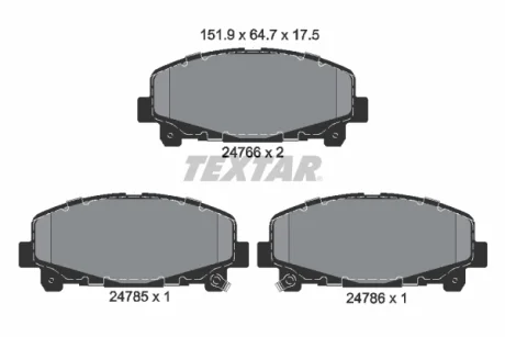 Колодки гальмівні (передні) Honda Accord VIII 07-/IX 12- (Akebono) Q+ TEXTAR 2476601