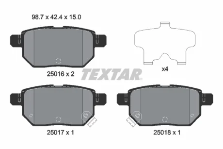Колодки гальмівні (задні) Lexus CT/Toyota Prius/Yaris 08- TEXTAR 2501601