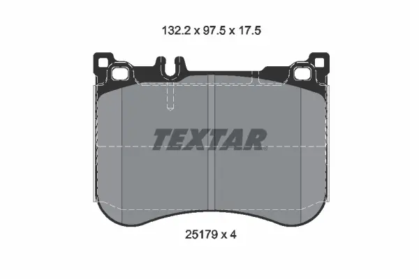 Колодки гальмівні (передні) MB E-class (W213/S213/C238)/ S-class (W222/C217) 13- (Brembo)(132.2x97.5x17.5) Q+ TEXTAR 2517903 (фото 1)