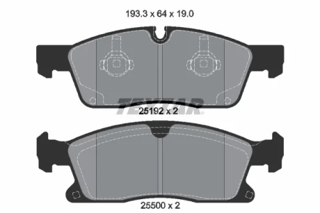 Колодки гальмівні (передні) MB GLE/GL/GLS-class (W166/X166) 11- 19 (Teves) Q+ (193.3x64x19) TEXTAR 2519201