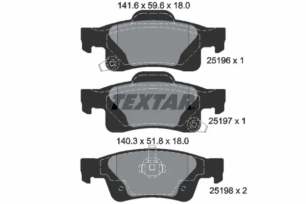 Колодки гальмівні (задні) Jeep Grand Cherokee 3.0 CRD/3.6-5.7 10- (Teves) Q+ TEXTAR 2519601 (фото 1)