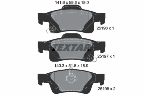 Колодки гальмівні (задні) Jeep Grand Cherokee 3.0 CRD/3.6-5.7 10- (Teves) Q+ TEXTAR 2519601