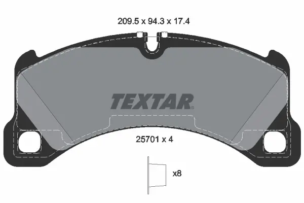 Колодки гальмівні (передні) Porsche Panamera 16- (Brembo) TEXTAR 2570101 (фото 1)