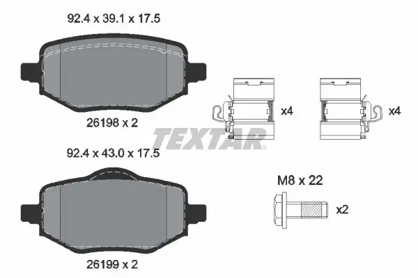 Колодки гальмівні (задні) Citroen C4/Peugeot 2008 18- (TRW) Q+ TEXTAR 2619801 (фото 1)
