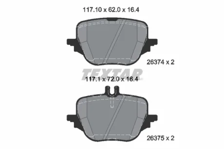 Колодки гальмівні (задні) MB C-class (W206)/E-clas (W214)/S-class (W223) 20- (ZF) Q+ TEXTAR 2637401