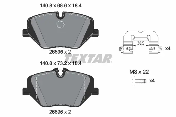 Колодки гальмівні (передні) BMW 2 (U06) 21-/5 (G60) 23-/X1 (U11) 22- TEXTAR 2669501 (фото 1)