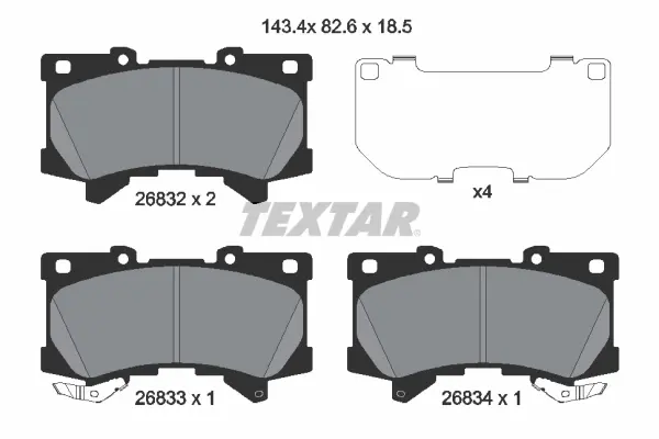 Колодки гальмівні (передні) Lexus LX/Toyota Land Cruiser 300 3.3/3.4 21- (Advics) TEXTAR 2683201 (фото 1)