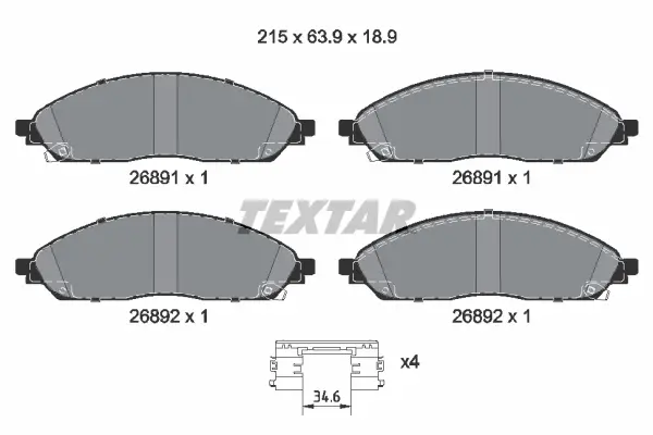 Колодки гальмівні (передні) Jeep Grand Cherokee L V 21- Q+ TEXTAR 2689101 (фото 1)