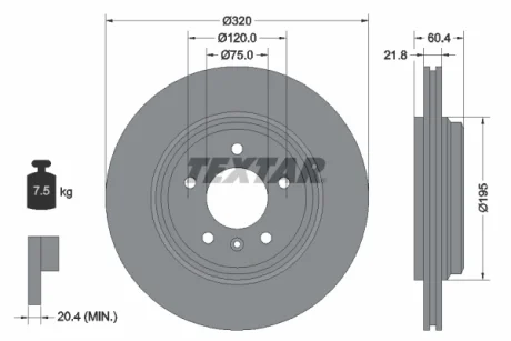 Диск гальмівний (задній) BMW 3 (E46) 2.5-3.0i/3.0d 00-07 (320x21.8) PRO TEXTAR 92107003