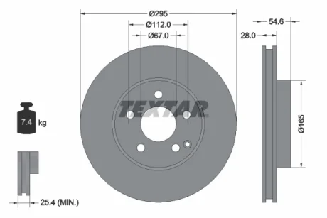 Диск гальмівний (передній) MB E-class (W211/S211) 02-09 (295x28) PRO+ TEXTAR 92115105